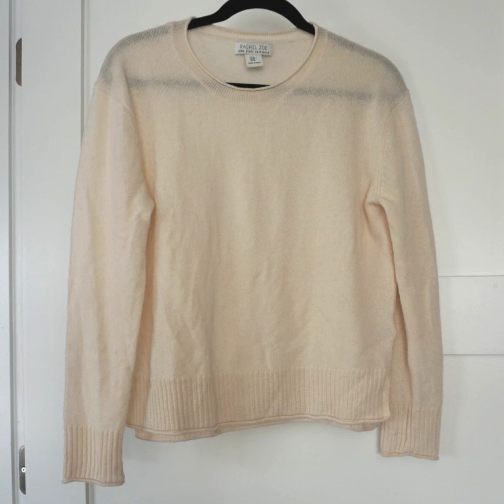 Rachel Zoe Womens 100% Cashmere 2-Ply Sweater Crewneck Medium Ivory White